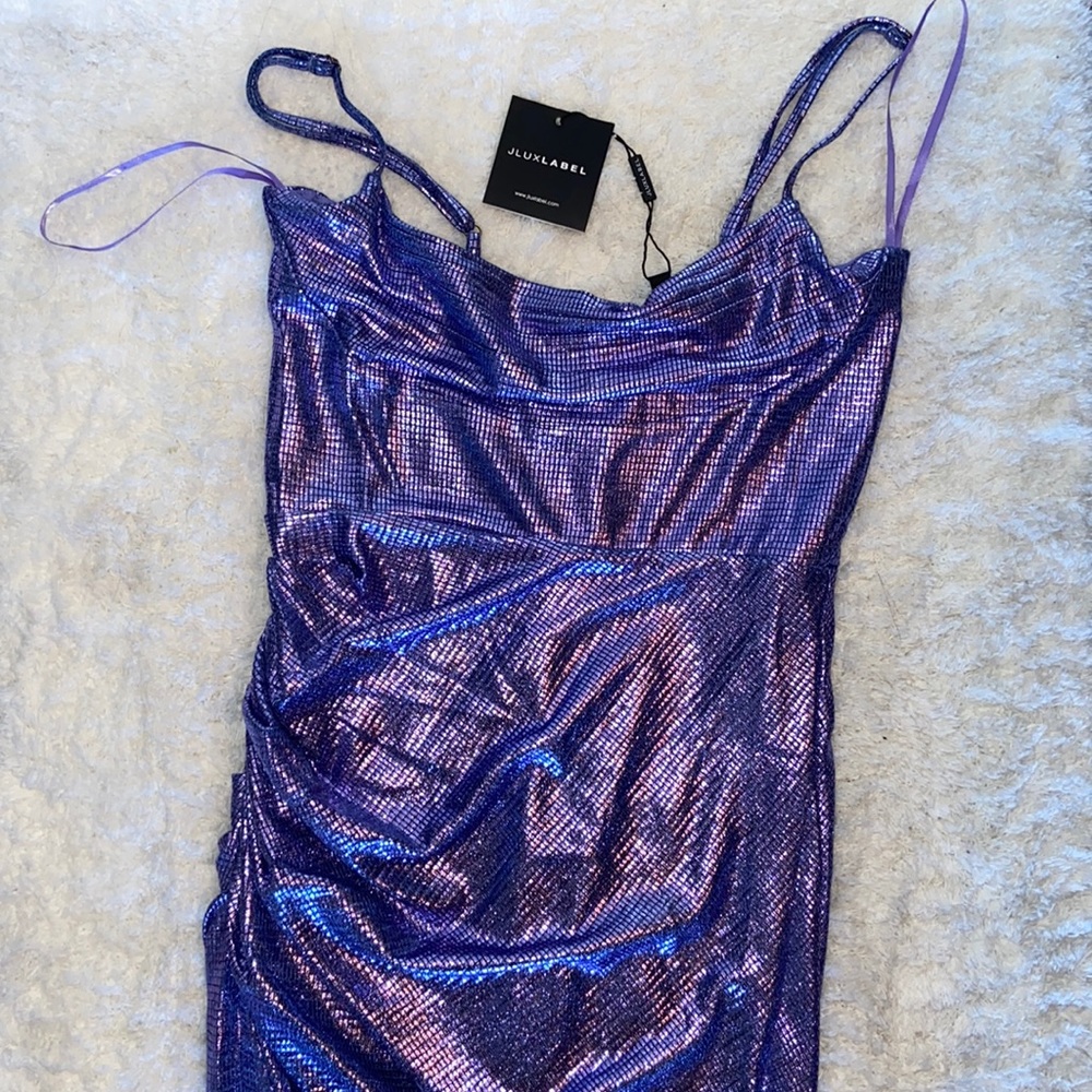 Jluxlabel Purple Rubi Cowl Neck Cocktail Dress